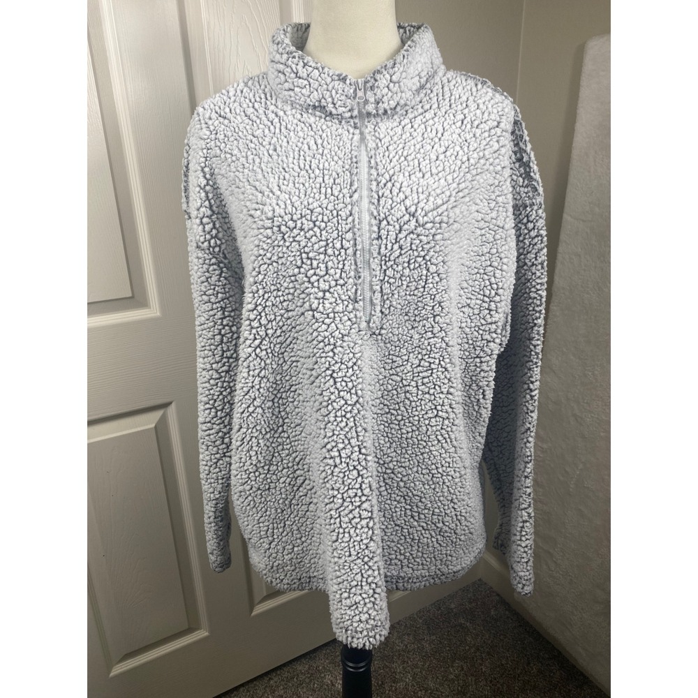 Bobbie Brooks Women's Plus Size 2X Gray Sherpa Pullover Quarter Zip Sweater
Cozy